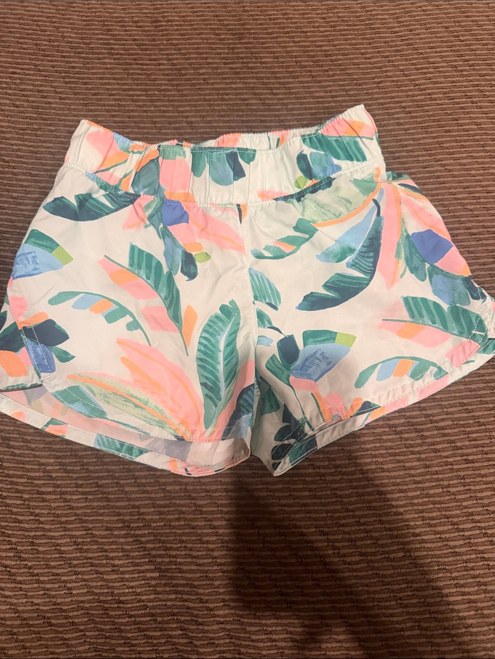 Old Navy White Shorts with Pastel Tropical Leaf Print